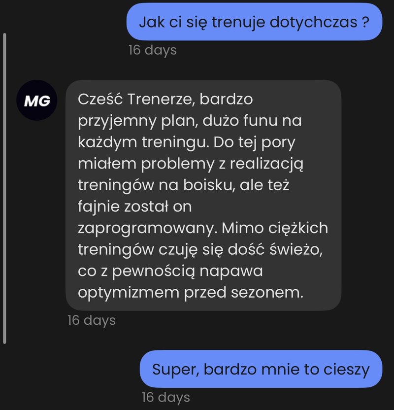 Opinia zawodnika MG o planie treningowym